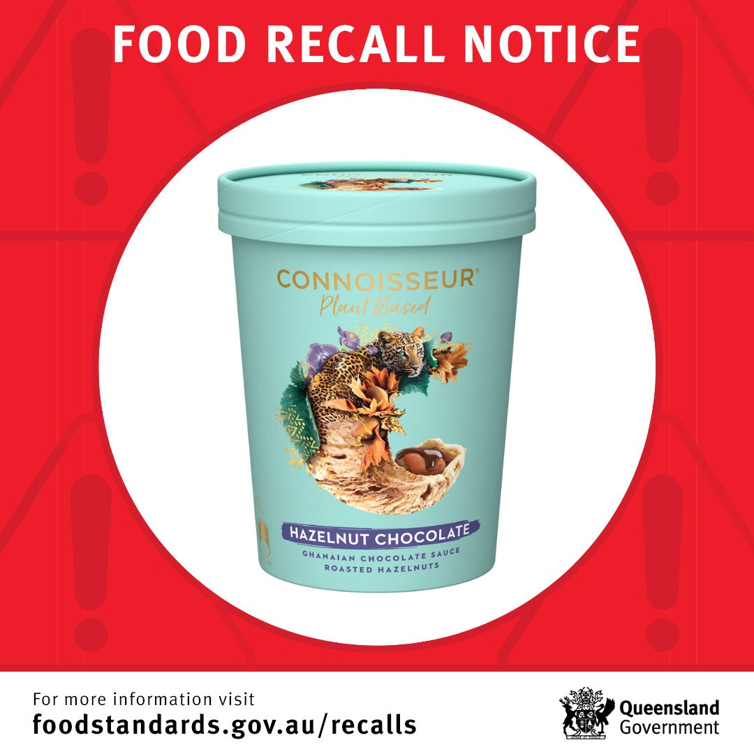 ⚠️ Food recall notice ⚠️ Connoisseur Plant Based Hazelnut Chocolate 1L. Best before 03 Oct 2025. The product was available at Coles, Woolworths and Metcash. The recall is due to the presence of an undeclared allergen (milk). Full details: foodstandards.gov.au/food-recalls/r…