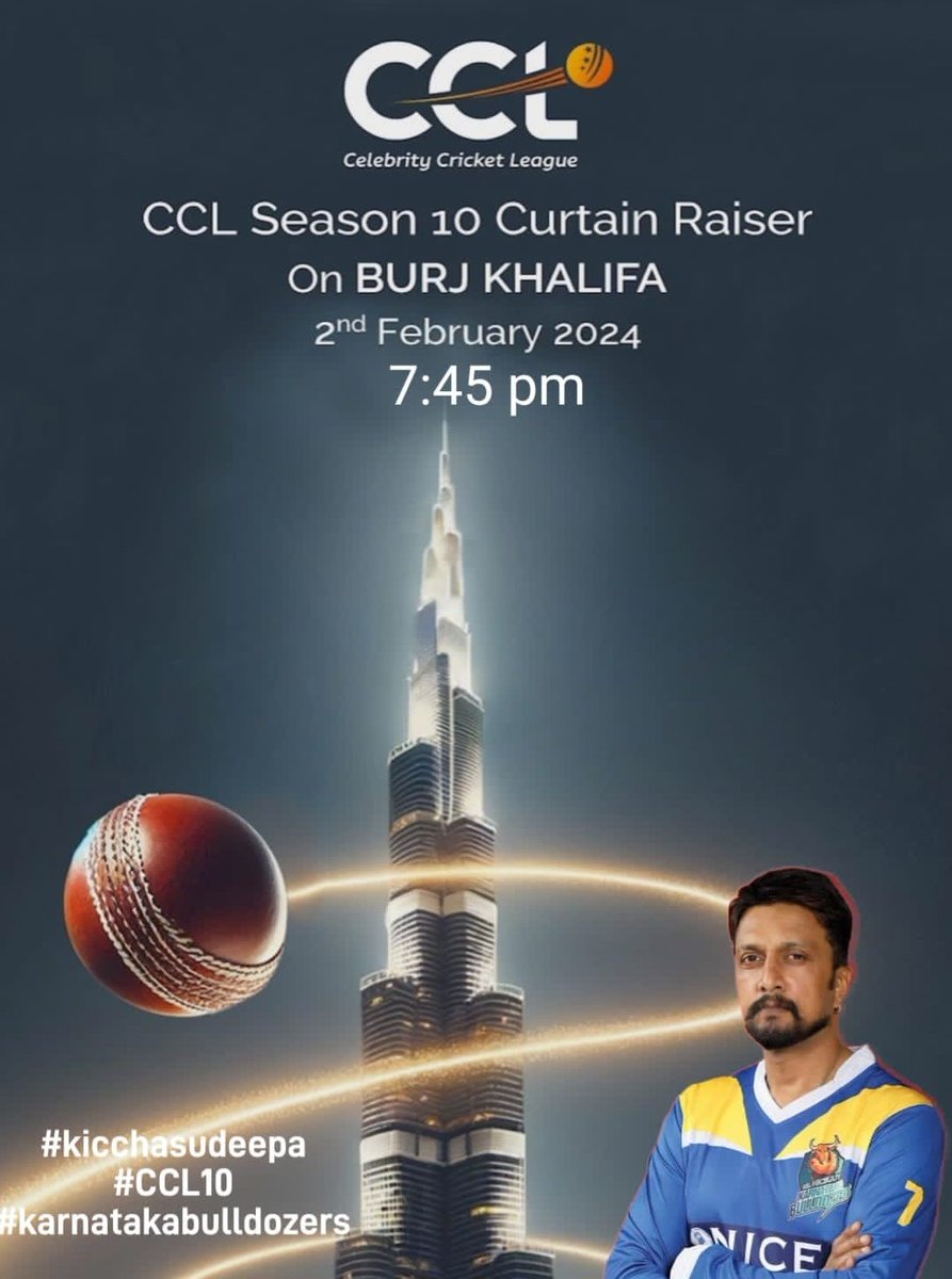 kolaraksss's tweet photo. ಇಂದು ಸಂಜೆ 7. 45 ಕ್ಕೆ @ccl ಕ್ರಿಕೆಟ್ ಲೀಗ್ ಪರದೆ ಅನಾವರಣ ಕಾರ್ಯಕ್ರಮವನ್ನು ಬುರ್ಜ್ ಖಲೀಫಾದಲ್ಲಿ ನಡೆಯಲಿದೆ.
@KicchaSudeep @Theactorpradeep @Karbulldozers
#ಕಿಚ್ಚಸುದೀಪ #kichchasudeepa #CCL #KicchaSudeep𓃵 #KarnatakaBulldozers #cclT20 #celebritycricketleague #BurjKhalifa #kolara #kolaraksss https://t.co/sNwv0Su9wc