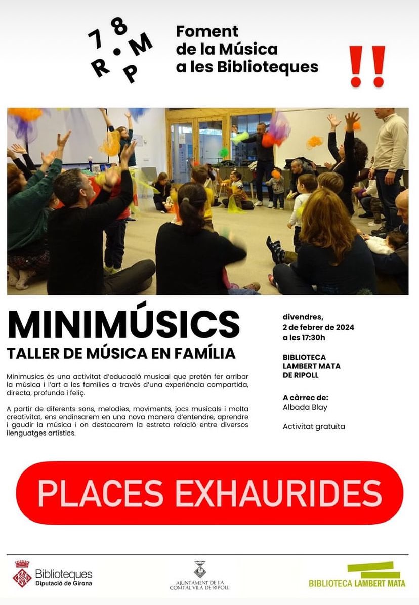 Places exhaurides pel “Minimúsics”, d’aquesta tarda. Un projecte coordinat pel @bibgirona #78rpm #viulabiblio