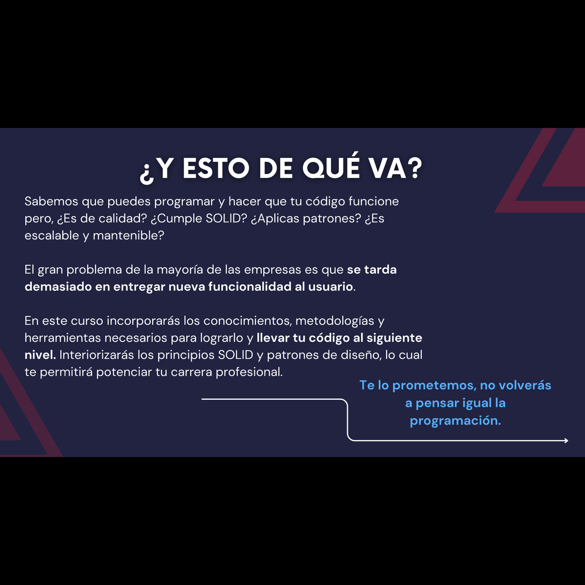 refactorproject's tweet image. Hemos publicado un curso de programación avanzada orientado a developers que ya trabajan pero que sienten un techo de conocimiento que les impide seguir avanzando 🙍
En él enseñamos patrones de diseño, OOP, estructuras de datos, SOLID... 👌
Más info en the-refactor-project.com