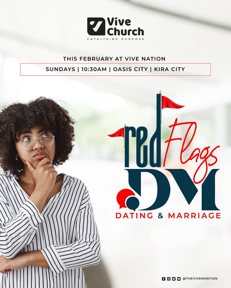 Hope you guys are as excited as we are about February! 

Starting this Sunday, dive into our new series: "Red Flags in Your DM"! 

🗝️Discover the keys to healthy communication, setting boundaries, and fostering Kingdom relationships. 

🏰 Don't miss a Sunday this February!