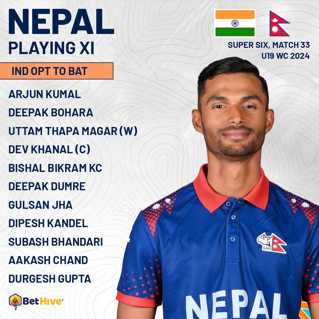 India U19 won the toss and elected to bat first against Nepal U19 in the 33rd match of Super Sixes in U19 WC 2024

#U19 #IndiaU19 #NepalU19 #Worldcup #Supersixes #Toss #Playing11 #BetHive