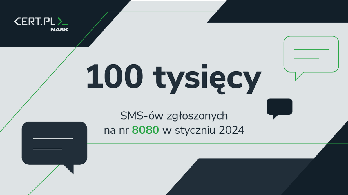 CERT_Polska's tweet photo. 💣Styczeń i od razu rekord! Popularność numeru 8080 może podnieść bezpieczeństwo w cyberprzestrzeni dla każdego z nas, ale warto żebyście pamiętali o przesyłaniu nam SMS-ów prawidłowo: 
❌nie wysyłajcie skrinów wiadomości 
✅korzystajcie z funkcji przekaż/kopiuj 
Podajcie dalej! https://t.co/JAFIhmNeTf