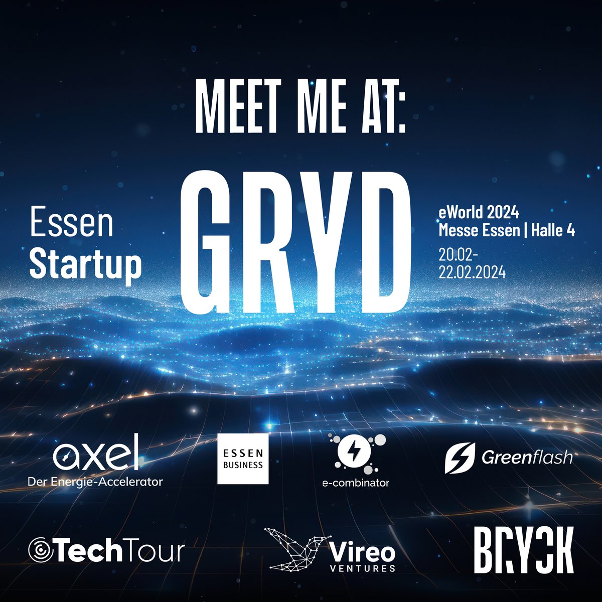 Essen Startup GRYD at E-world 2024. Bringing together innovators and international decision-makers of the energy sector.

Infos: ow.ly/obgB50Qwwgy

#Eworld2024 #EnergyInnovation #RenewableEnergy #SustainableTech #CleanEnergy