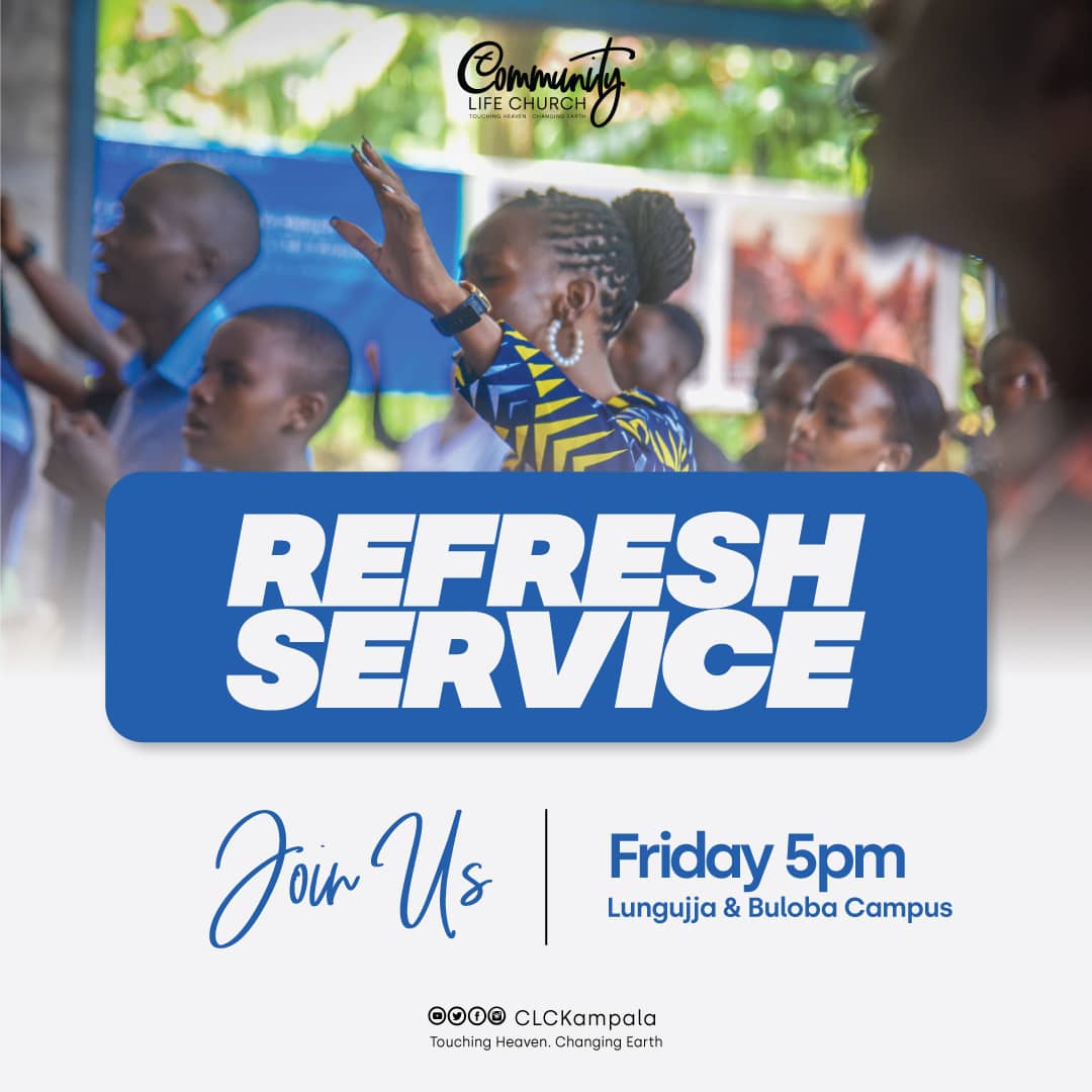 🤩🤩🙏🏾 

We know sometimes the week can be really overwhelming and draining. This is why our Refresh Service on a Friday is timely and very relevant.

Join us today at 5PM and let's get refreshed in His presence.

#RefreshFridays
#CLCKampala