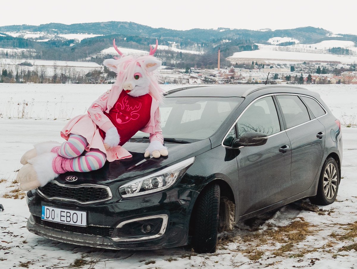 Silly pink doe and her black stallion on a little mountain trip 🚗🦌
#FursuitFriday