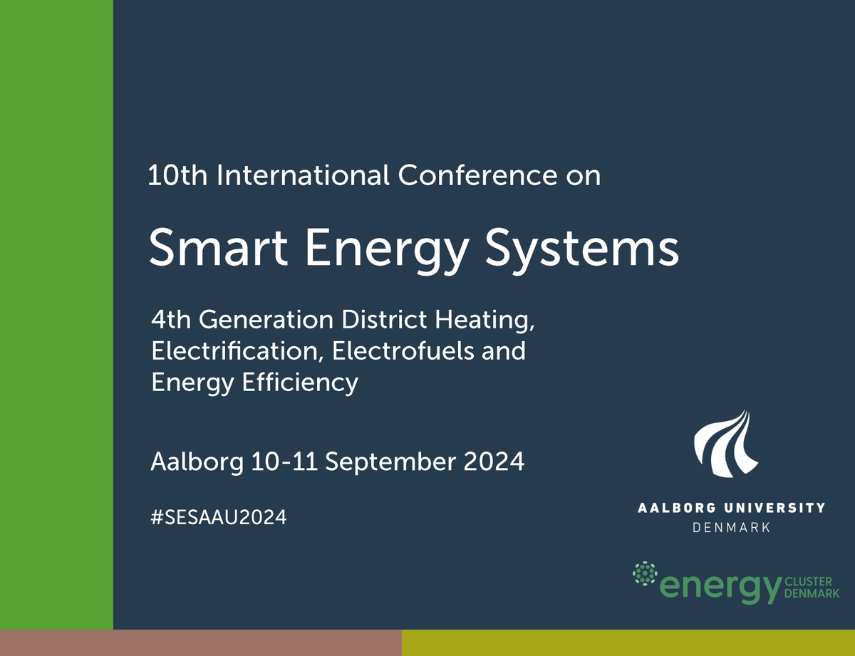 Join the #SESAAU2024 conference in Aalborg!

📢The call for abstracts is now open.
⏰Deadline for submissions: April 15th, 2024.
ℹ️More information: smartenergysystems.eu/submityourabst…

#DistrictHeating #SmartEnergySystems #Electrification #Electrofuels #EnergyEfficiency
