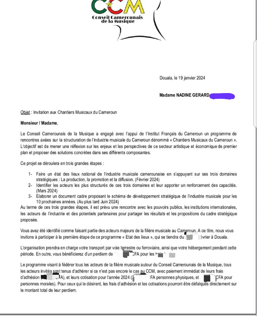 NadineGrard7's tweet photo. Hello,

Merci infiniment au Conseil Camerounais de la Musique de me convier aux chantiers musicaux Camerounais.

On y sera avec beaucoup de plaisir.
À bientôt ! 🙏🏾🎧

@Mme_Indépendante
#NG https://t.co/xPM9FuhQMX