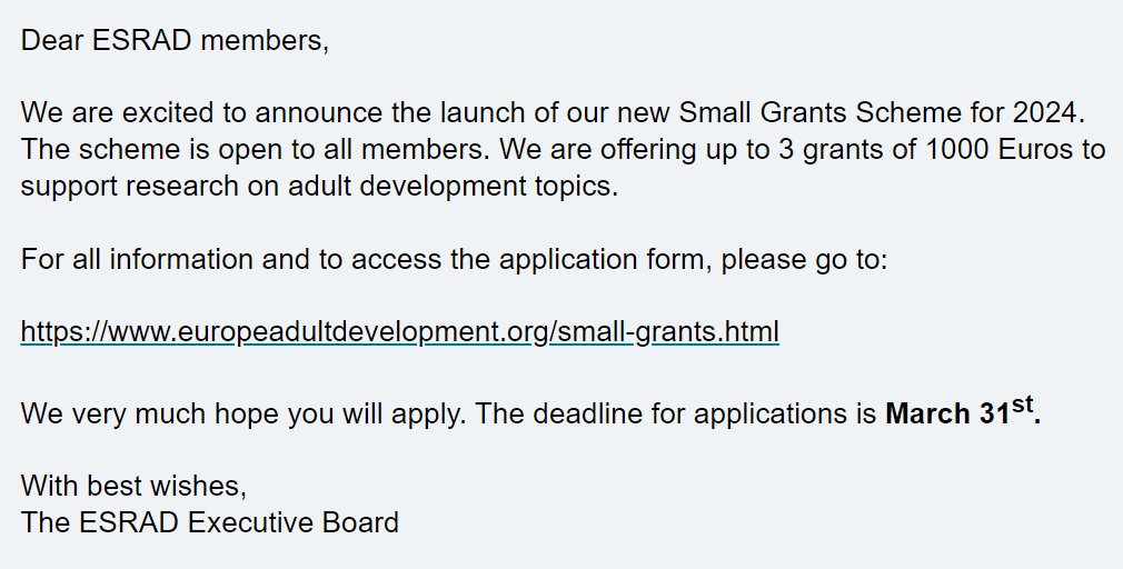 ESRADpsy's tweet photo. ESRAD Research Grants: A New Initiative https://t.co/5pFrznqIFp