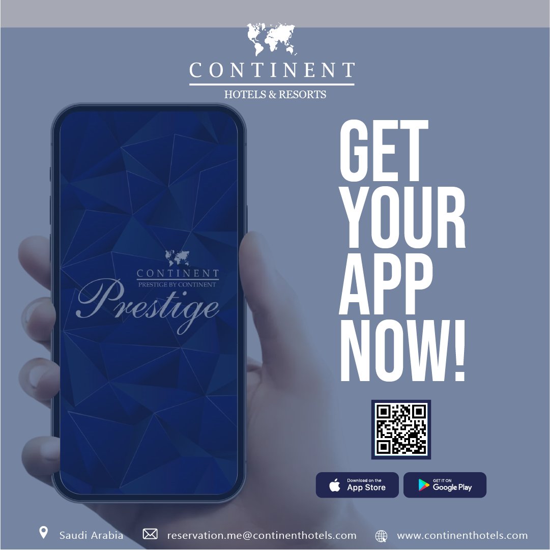 alertiqaasa's tweet photo. Pamper yourself with Prestige loyalty program, download now and benefit from our endless rewards !
#people #staytuned #hotellifestyle #saudiarabia #hospitality #continent #continenthotel #riyad #continentworldwide #prestige https://t.co/GnWgZ2rvuM