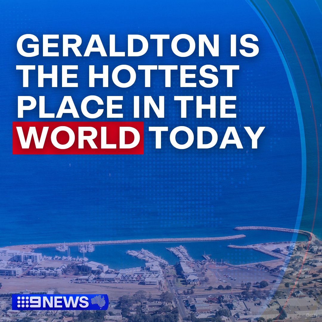 A mid-west WA town has hit the world stage. 🌏 Geraldton has seen record breaking temperatures over the past 24 hours, and today it is the hottest spot in the WORLD after reaching 46.8C #9News