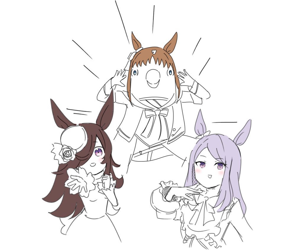グラスワンダー(ウマ娘) ,メジロマックイーン(ウマ娘) ,ライスシャワー(ウマ娘) 「#原作の隣に自分の作品を貼る 」|毛玉のイラスト