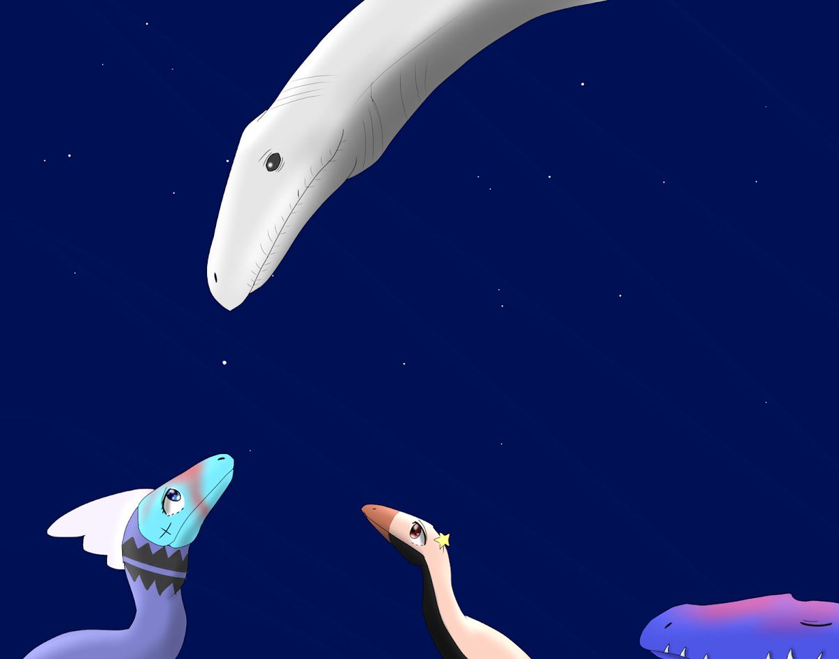 レジーナさんがインドチノラプトルにとどめを刺そうとしたそのとき･･･
「待って下さい！」
こちらに走ってくる影がありました。エオラプトルさんと、ディッピー！？目を覚ましたんですね！
「何故か胸騒ぎがしていてもたってもいられなくなったんじゃよ。チノラプトル、一つ昔話を聞いておくれ」