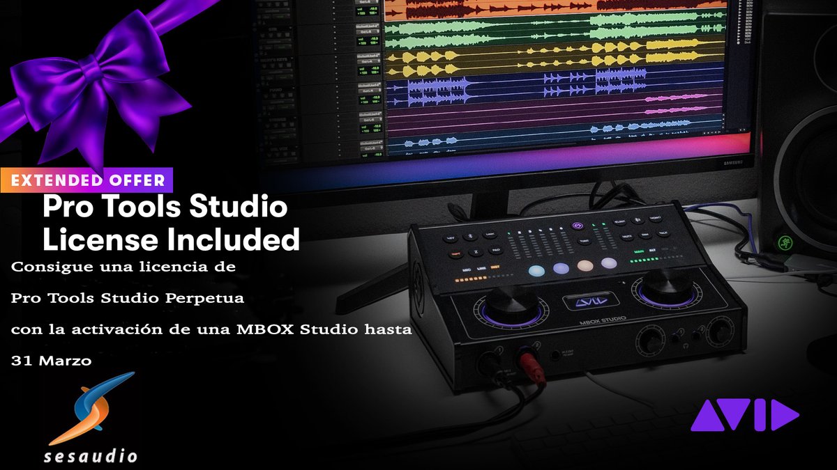 sesaudio's tweet photo. Oferta extendida hasta final de mes #mboxstudio #protoolsperpetual https://t.co/2rKCB6OSfU