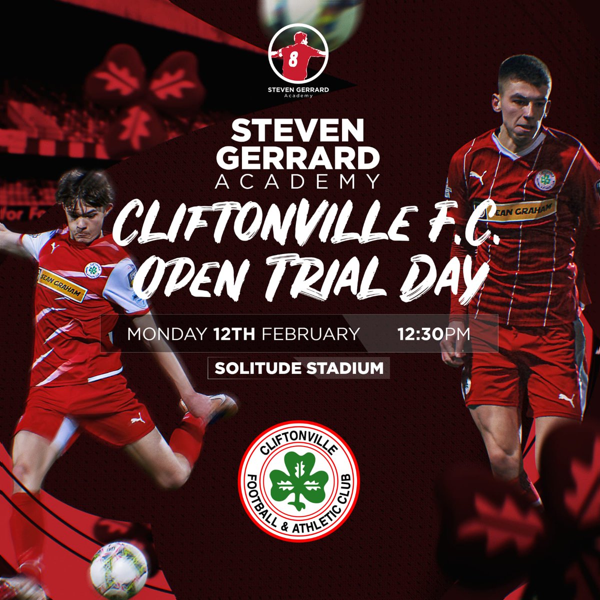 We are pleased to announce our SGA Cliftonville Open trial day on Monday 12th of February. Please check your inbox in the coming days for your personal invite and for anyone who still hasn't signed up for the programme please register here stevengerrardacademy.com/apply-now/
