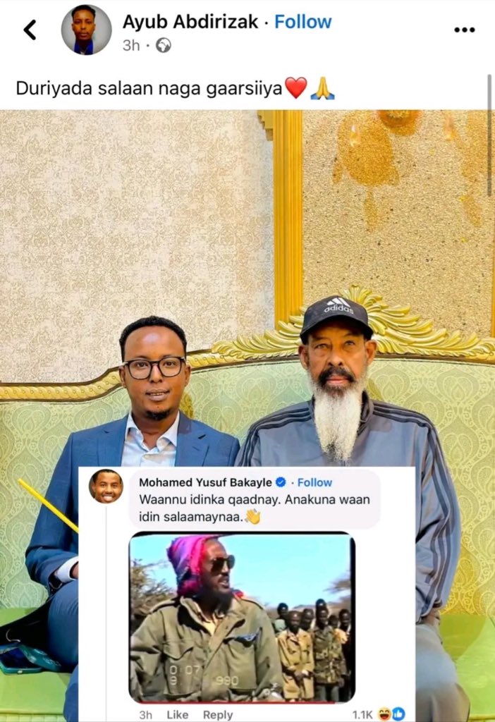 WajaaleMan's tweet image. Captan Ayubow, I am surprised your uncle is not wearing his fave #dirac &amp;amp; #niqab combo that he run away from #Hargeysa in at the dead of night like a #coward so as to not be seen! Haha 😅

Tell him next time to get the yellow or red colour or maybe the green one - it suits him…