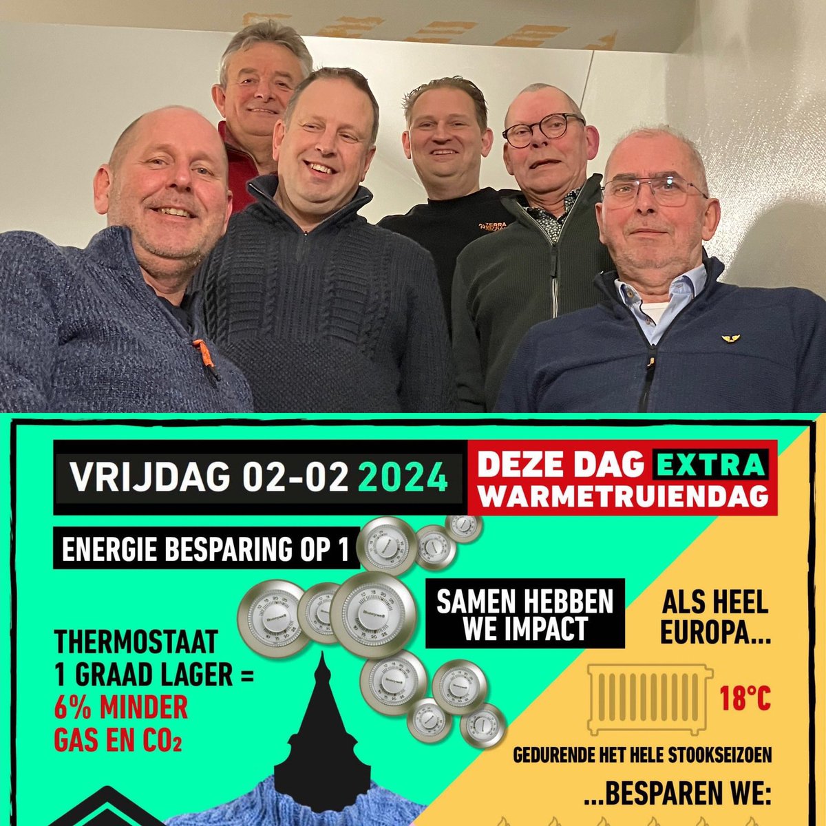 Wij zetten vandaag onze thermostaat op 18 graden <a href="/Warmetruiendag/">Warmetruiendag</a>, u ook?