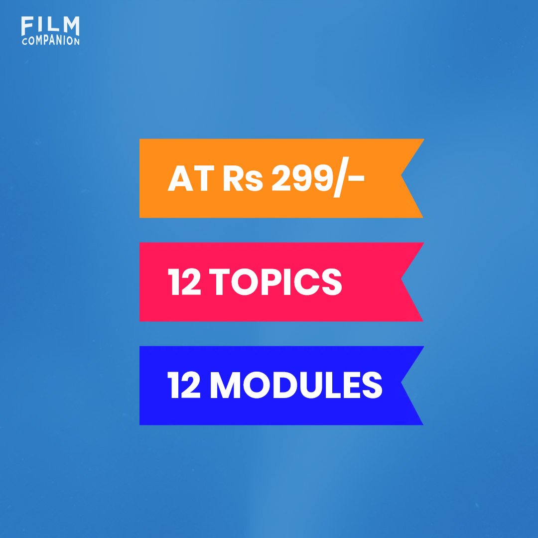 FilmCompanion's tweet photo. Learn how to write films with #FCClassroom, Sign Up Now!
Avail the early bird offer, fill the form here: https://t.co/k4UsPpygZi
Limited time only!
Subscribe to our YouTube Channel to be the first to get notified when the course goes live! https://t.co/jCklMhu1Sk