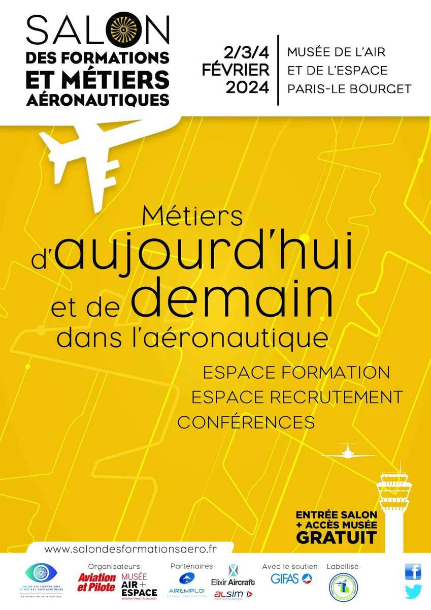 FNAMaviation's tweet photo. Jour J pour le #SFMA24, le Salon des Formations et Métiers Aéronautiques @sfmaero, organisé jusqu'à dimanche4⃣ février par le magazine @Aviation_Pilote, en collaboration avec le @MuseeAirEspace !
Toujours le temps de vous inscrire aux conférences !
👨💻 https://t.co/TjrzUOcyXh https://t.co/o85QxNutfR