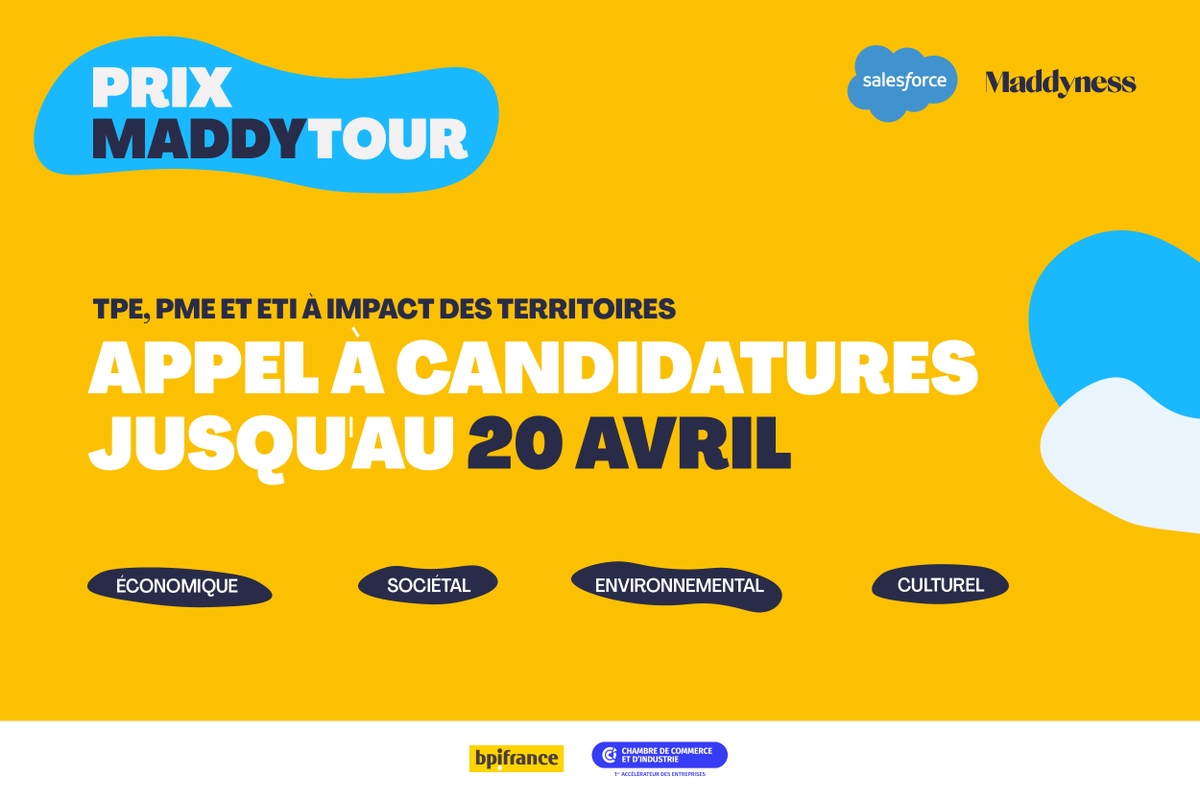 ccifrance's tweet photo. 🔵 Le réseau #CCI est partenaire de la 2ème édition du #MADDYTOUR avec @bymaddyness . En savoir + 👉 https://t.co/CfGhyKXgnE
#France @Economie_Gouv #proximité  #TPE #PME https://t.co/4kcJbn7Nkh