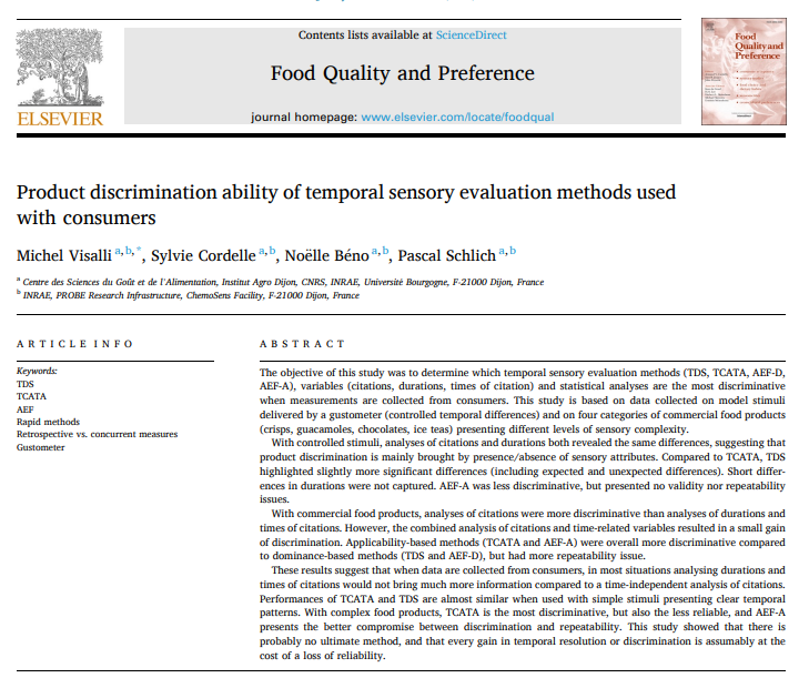 TDS, AEF-D, AEF-A and TCATA a continuum from reliability to discrimination?
doi.org/10.1016/j.food…