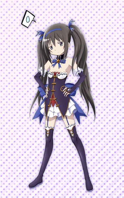 今日がツインテールの日ということで、以前描かせていただいた、ノワールさま衣装のほむほむ。 #超次元ゲイムネプテューヌ #魔法少女まどかマギカ