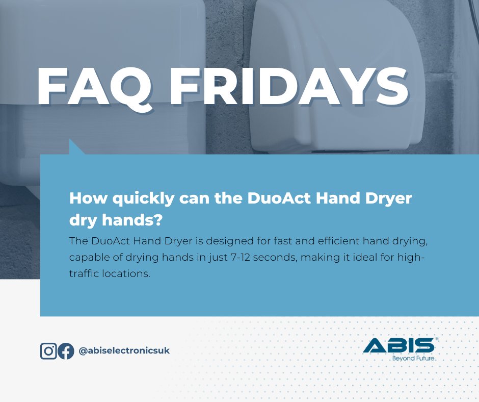 abiselectronics's tweet photo. FAQ Friday is here! 🌟 

We're tackling the most asked questions about our powerful ABIS DuoAct Eco-Friendly Hand Dryer. 

Dive into the answers and share your thoughts in the comments! 💬💡 #ABISFAQFriday #DuoActInFocus 

Order here: https://t.co/zNulYTVCYr https://t.co/k3sh3EoSKL