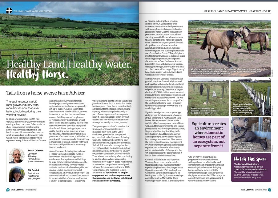 Tails from a horse adverse farm adviser. 
Healthy Land Healthy Water Healthy  horse