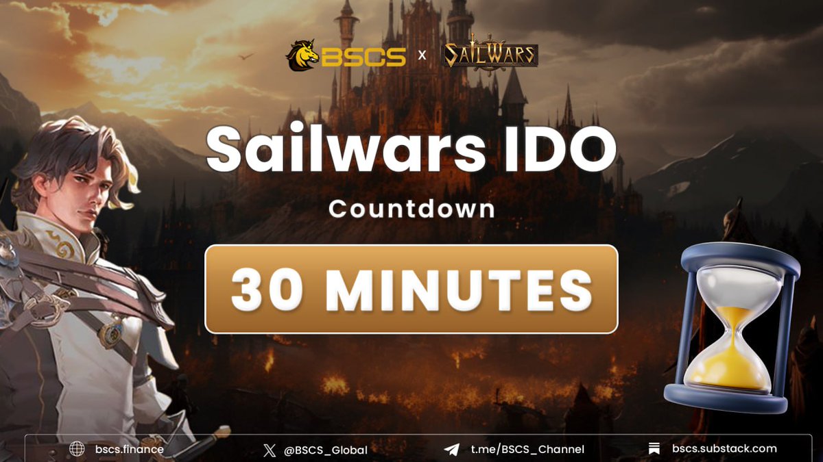BlockchainCrews's tweet image. 📣 Dear BSCSians, please Pay Attention!!!

⏳ Just 30 minutes remain for Sailwars IDO on BSCS.

🔥  Now is the perfect moment to buy your IDO Allocation! The $SWT token supply could soon run out.

🛒 Join IDO at: bscs.finance/Ido/Details?SWT