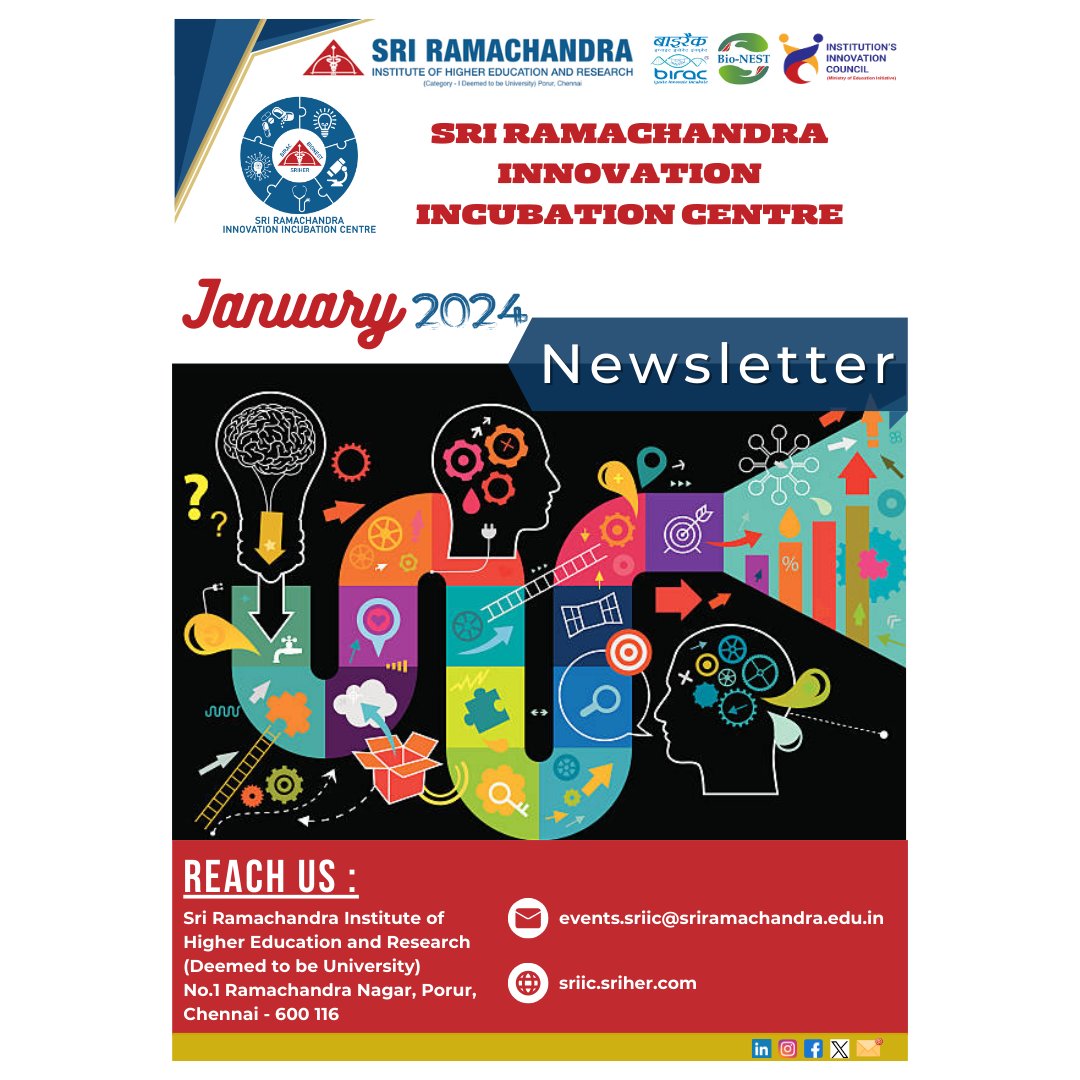 Sri Ramachandra Innovation Incubation Centre (@sriic_sriher) on Twitter photo <a href="/SRIIC_SRIHER/">Sri Ramachandra Innovation Incubation Centre</a> takes immense pleasure in launching the Newsletter for January in 2024.
Follow us for more exciting news !!!
Kind the full newsletter on LinkedIn - linkedin.com/feed/update/ur…
Let's innovate, incubate, and impact the world together!
#Entrepreneurship <a href="/SRIIC_SRIHER/">Sri Ramachandra Innovation Incubation Centre</a> takes immense pleasure in launching the Newsletter for January in 2024.
Follow us for more exciting news !!!
Kind the full newsletter on LinkedIn - linkedin.com/feed/update/ur…
Let's innovate, incubate, and impact the world together!
#Entrepreneurship