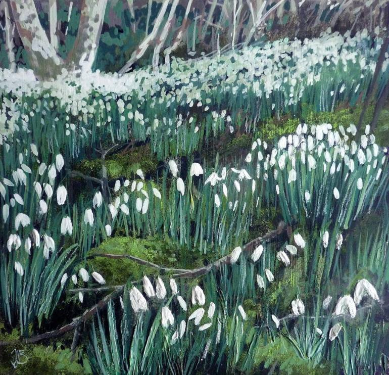B_Strawbridge's tweet photo. Today is #Imbolc, my favourite day of the year. It is the feast day of my namesake the Goddess Brigid - a time of new life and bright new beginnings. Sending love, light, hope and Imbolc snowdrops to all my lovely twitter friends 💚

'First Snowdrops' - painting by Tracy Butler https://t.co/Oips4zOi27
