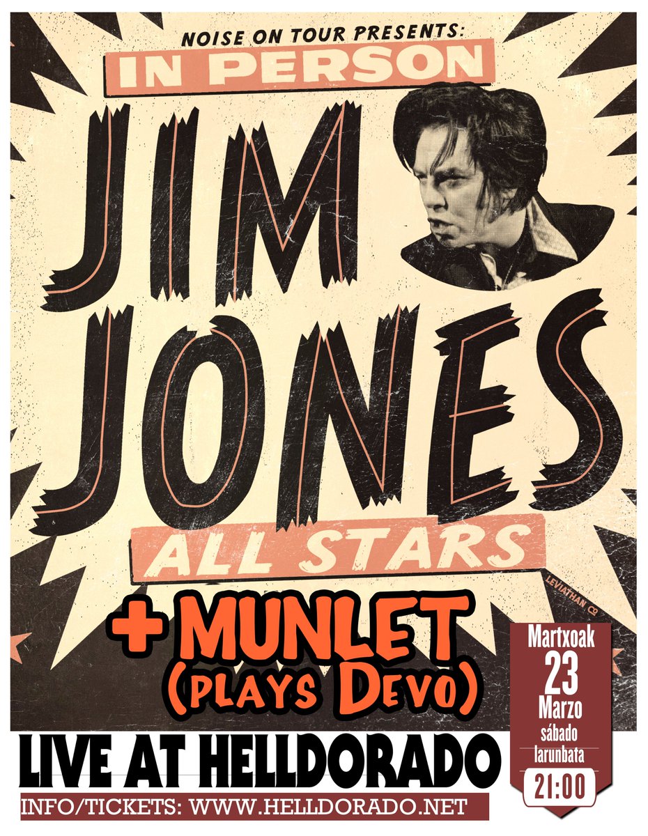 Notición! Estaremos abriendo para @jimjonesallstars en esa catedral del rockandroll que es el Helldorado en Gasteiz, la cita será el próximo 23 de marzo! Gorde eguna!!! <a href="/SalaHellDorado/">Sala Hell Dorado</a>  <a href="/jimjonescapo/">Jim Jones</a>