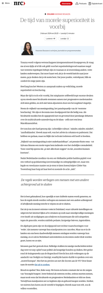 lmarrichiuso's tweet photo. Bam. We hebben maar twee columnisten nodig:
dr. Sitalsing in de Volkskrant, en Hassnae in NRC. https://t.co/NGOVwLTDhL