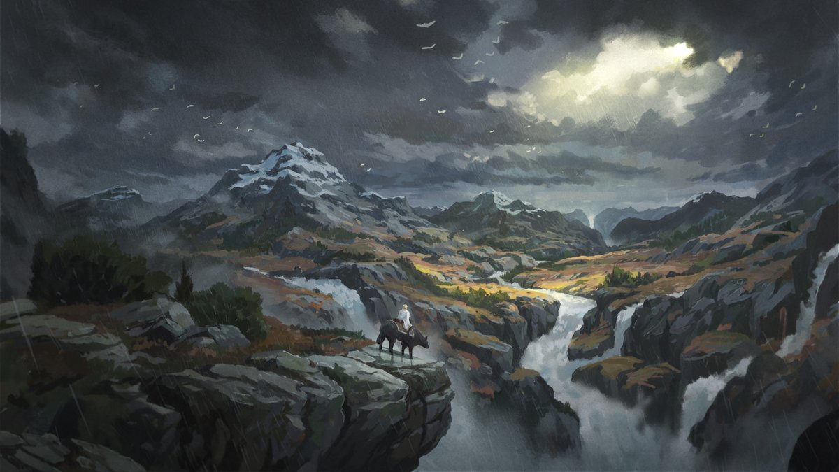 joeypoolart's tweet image. A bit of a rougher comfortzone painting! 

I just love doing these to relax, no sketch, no buildings, I just start painting somewhere and see where it ends!