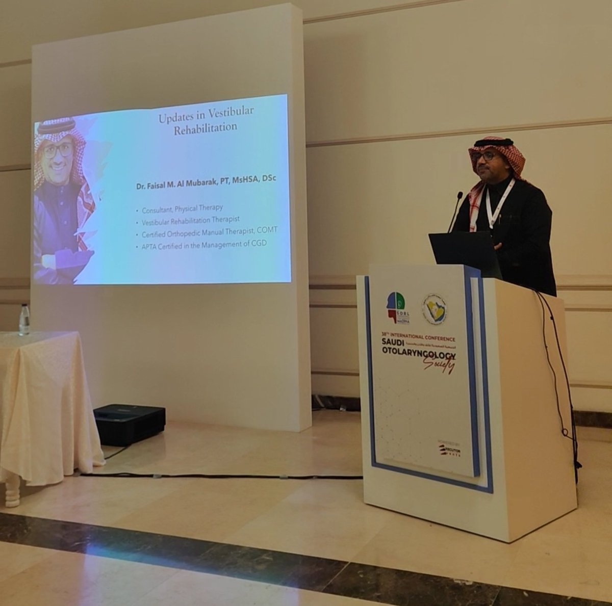 bush_dpt's tweet photo. تشرفت بالأمس بتقديم ورشة عمل في
38th @SaudiSocietyORL International Conference
 في طيبة الطيبة مع أستاذنا اللامع الدكتور @F_Mubarak_PT بعنوان المستجدات في تأهيل 
الجهاز الدهليزي.

شكرا للبروفيسور @dhagr90 ورئيس المؤتمر د. ريان الحسيني على الدعوة والاستضافة الطيبة، وكل القائمين. https://t.co/LpD665r1Xd