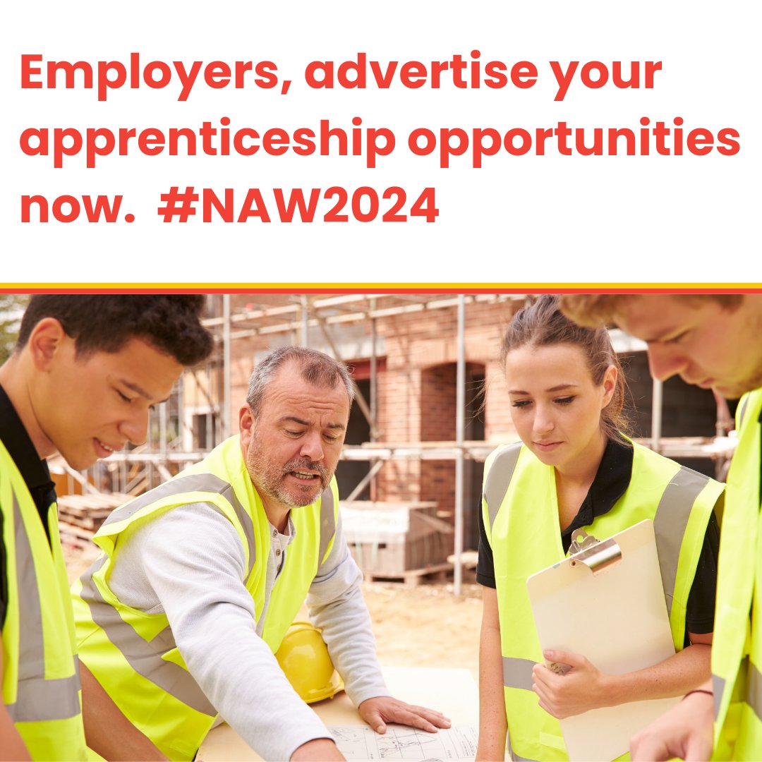Calling all employers! 5-11 Feb is National Apprenticeship Week. If you are an employer with an apprenticeship opportunity, advertise it today to attract early applications from 2024 school & college leavers. Submit your vacancy: gov.uk/sign-in-appren… #NAW2024