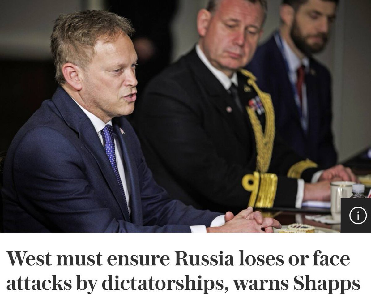 's tweet image. 💬"The West must ensure the defeat of Russia in #Ukraine, or it risks facing attacks from dictatorial regimes such as China," the Minister of Defense of the United Kingdom, Grant #Shapps, as reported by The Telegraph.