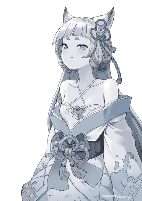 浴衣フォリアらくがき～  普段描けない耳みえるのいいよね