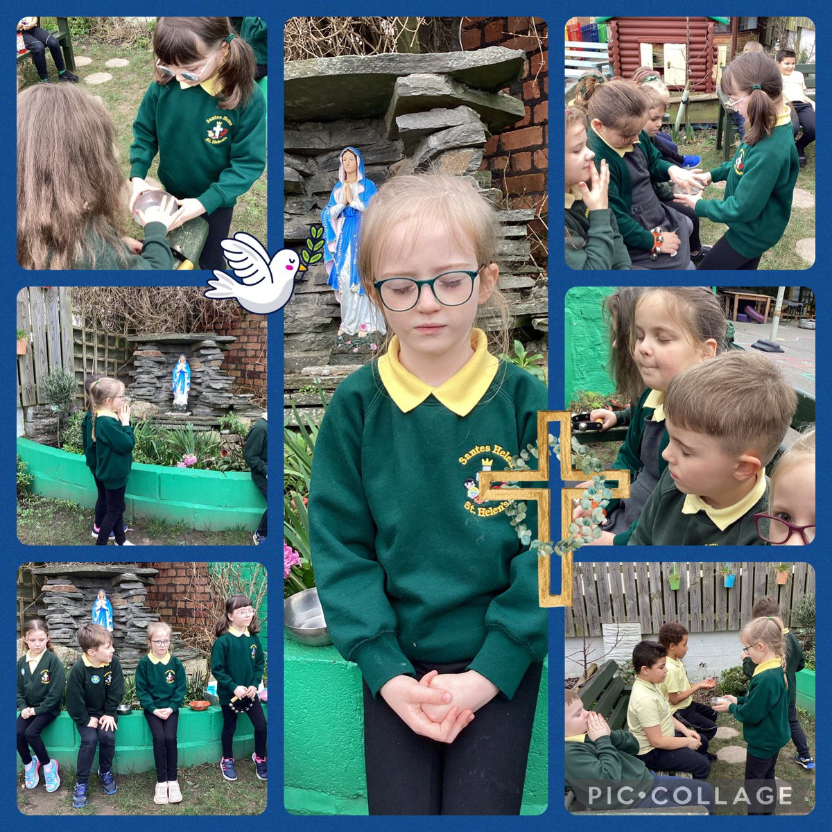 sthcpsbarry's tweet photo. #Gwyrdd gathered for a lovely pupil led worship in Mary's garden focusing on our virtues for this term #compassionateandloving. Our mission is to invite someone who is feeling lonely to join us at playtime. @CatholicCardiff https://t.co/ragNsqw603