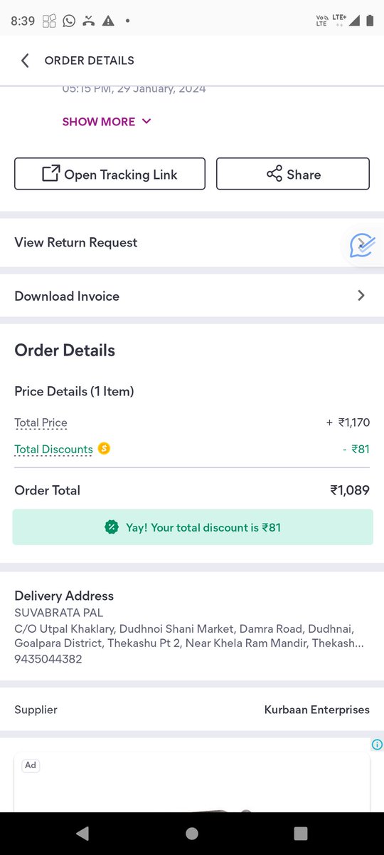 popun's tweet photo. @meesho_support @jagograhakjago Meesho, u r a fake online seller...I have ordered 5 items. Received only 1...where r my remaining items...attached the screenshots... https://t.co/APA5hIjfIX