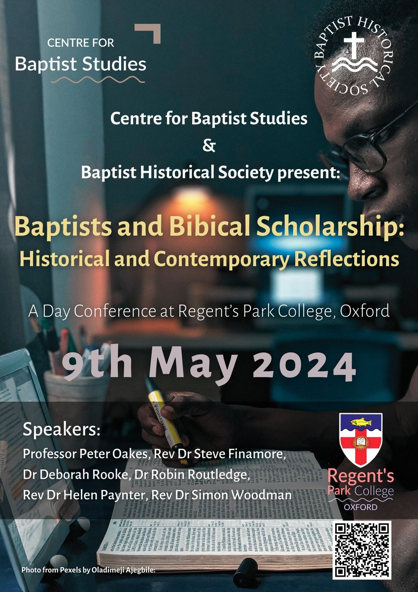 Tickets are now available for Baptists and Biblical Scholarship Day Conference at Regent's Park College, Oxford on Thu 9 May 2024 at 10:00AM. Click the link for further information and to secure your tickets now! ticketsource.co.uk/whats-on/oxfor…