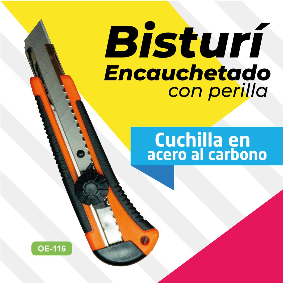 OffiEsco's tweet image. 🌈✂️ También prueba #nuestro bisturí #encauchetado #Offiesco con riel metálico y perilla de seguridad, ¡la herramienta #ideal para tus proyectos! 🛠️🎨#ExigeElOriginal #OE110 #OE111 #OE112 #OE113 #OE116