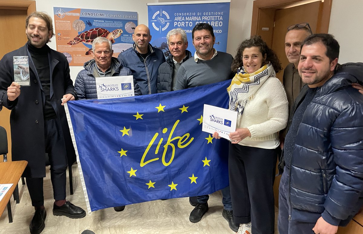 LifeEUsharks's tweet photo. Porto Cesareo #MPA joins @LifeEUsharks! Catch&release of all #sharks and rays will be mandatory for anglers; training of fishers will increase compliance of EU regulations and help save #EuropeanSharks.
#LivingTogether #EU4Oceans #LIFEAmplifier https://t.co/LqSWxtIsZ0