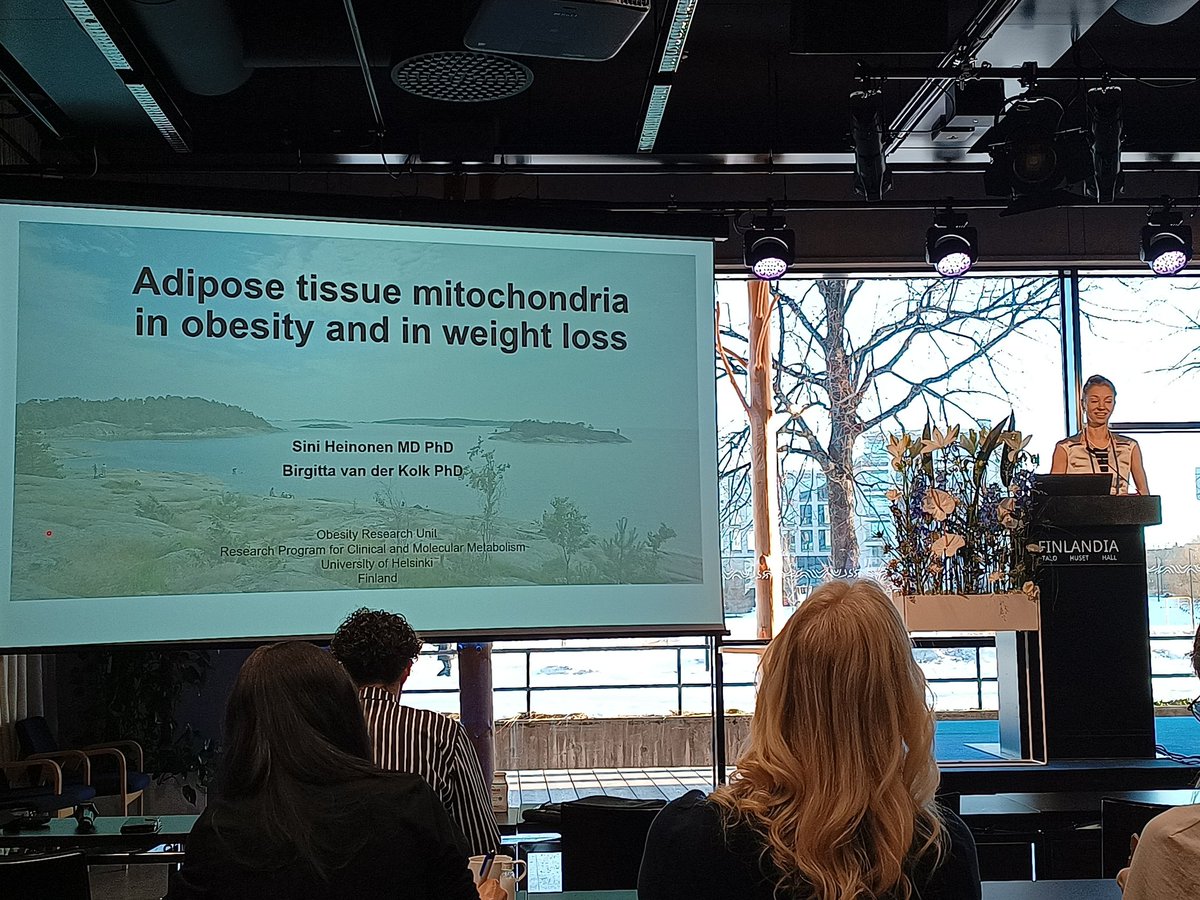 Spotlight on Sini Heinonen and Birgitta Van Der Kolk from <a href="/DrPietilainen/">Kirsi Pietiläinen</a> group discussing mitochondria in #obesity and weight loss #NOM24 <a href="/EASOobesity/">EASO</a>