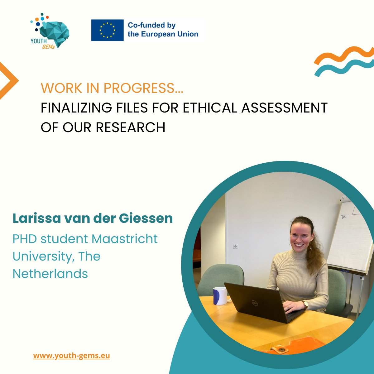 For the research that we will soon be doing in the Netherlands for Youth-GEMs, Larissa is currently busy preparing all files for the ethical permission. 
Would you like to know more about Youth-GEMs? Just visit youthgems.eu!
#Youthmentalhealth #researchimpactEU