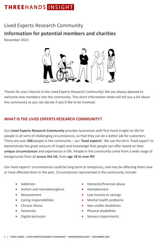 #ThreeHandsInsight are welcoming new members to their lived experience research community Take a look and if you'd like more information or would be interested in getting involved email emily@threehands.co.uk