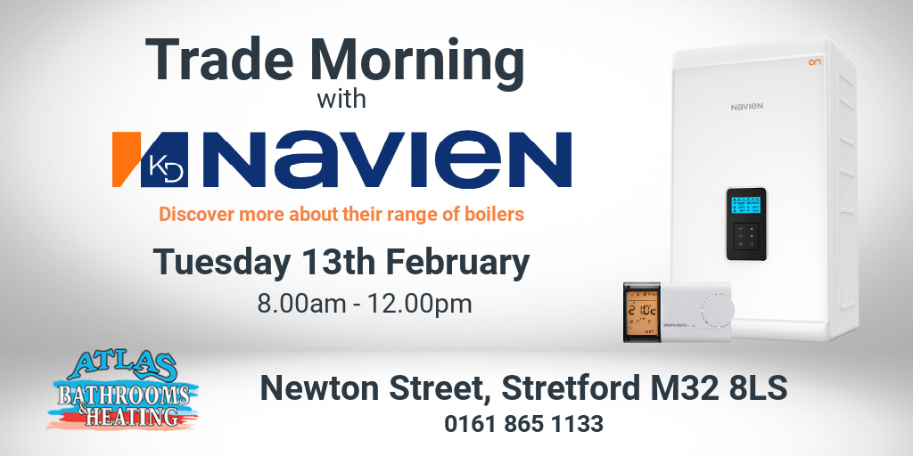 Trade Morning with <a href="/NavienUK_/">Navien UK</a>  on Tuesday 13th February at our Stretford trade counter ........ call in and find out more about the Navien range of boilers.
