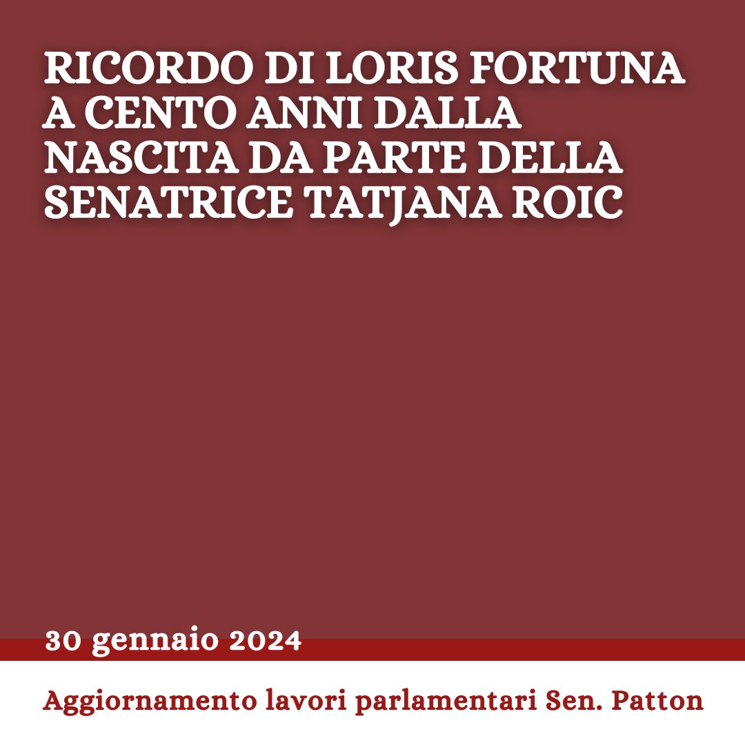 30 gennaio 2024
#Ricordo di #LorisFortuna a cento anni dalla nascita

𝐼𝑛𝑡𝑒𝑟𝑣𝑒𝑛𝑡𝑜 𝑑𝑒𝑙𝑙𝑎 𝑠𝑒𝑛𝑎𝑡𝑟𝑖𝑐𝑒 𝑇𝑎𝑡𝑗𝑎𝑛𝑎 𝑅𝑜𝑖𝑐

Video intervento integrale:  youtu.be/r8F3UxuZcvo?si…