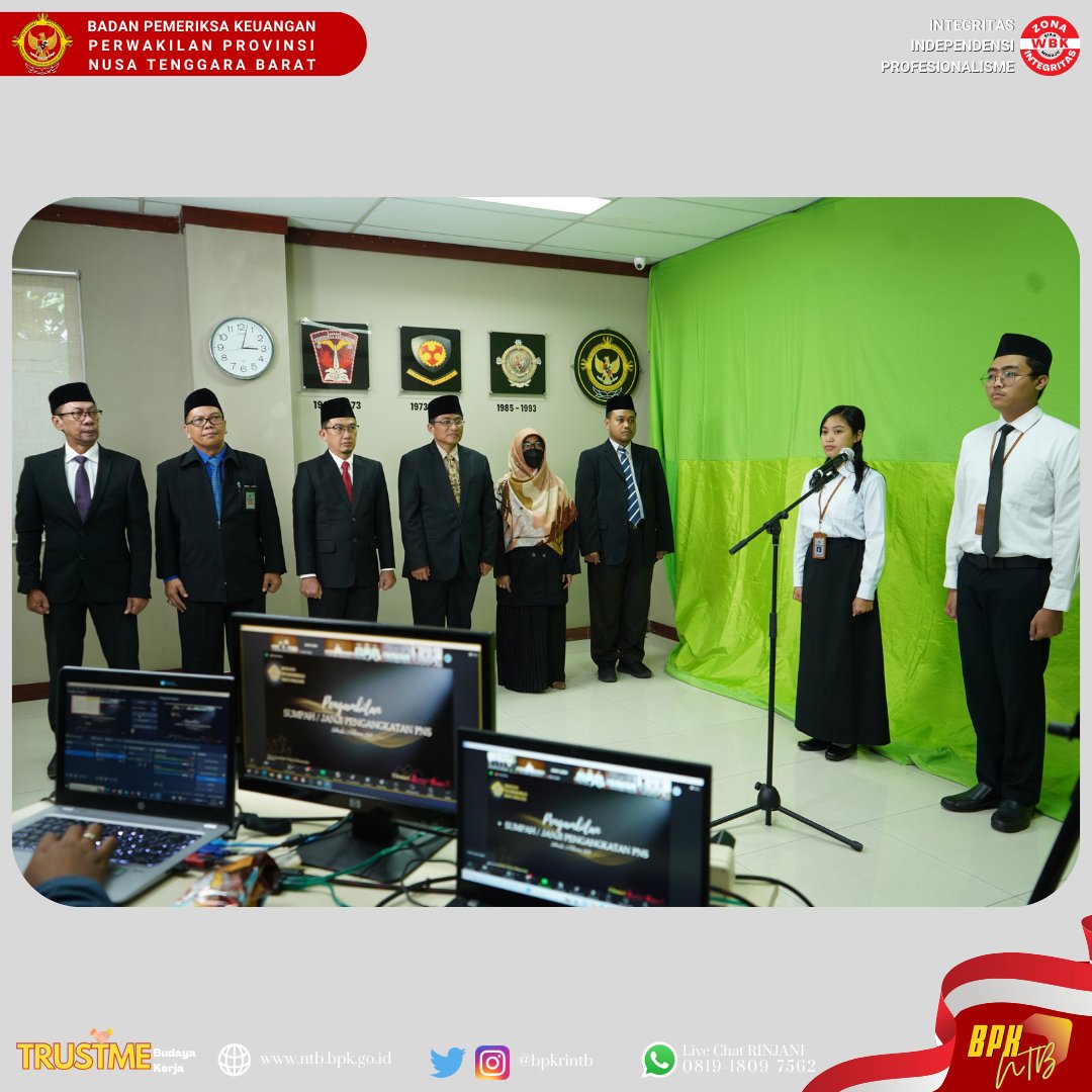 bpkrintb's tweet photo. Pengambilan sumpah/janji pengangkatan PNS BPK RI dilaksanakan serentak secara hybrid. https://t.co/nJ96Z3dqIW