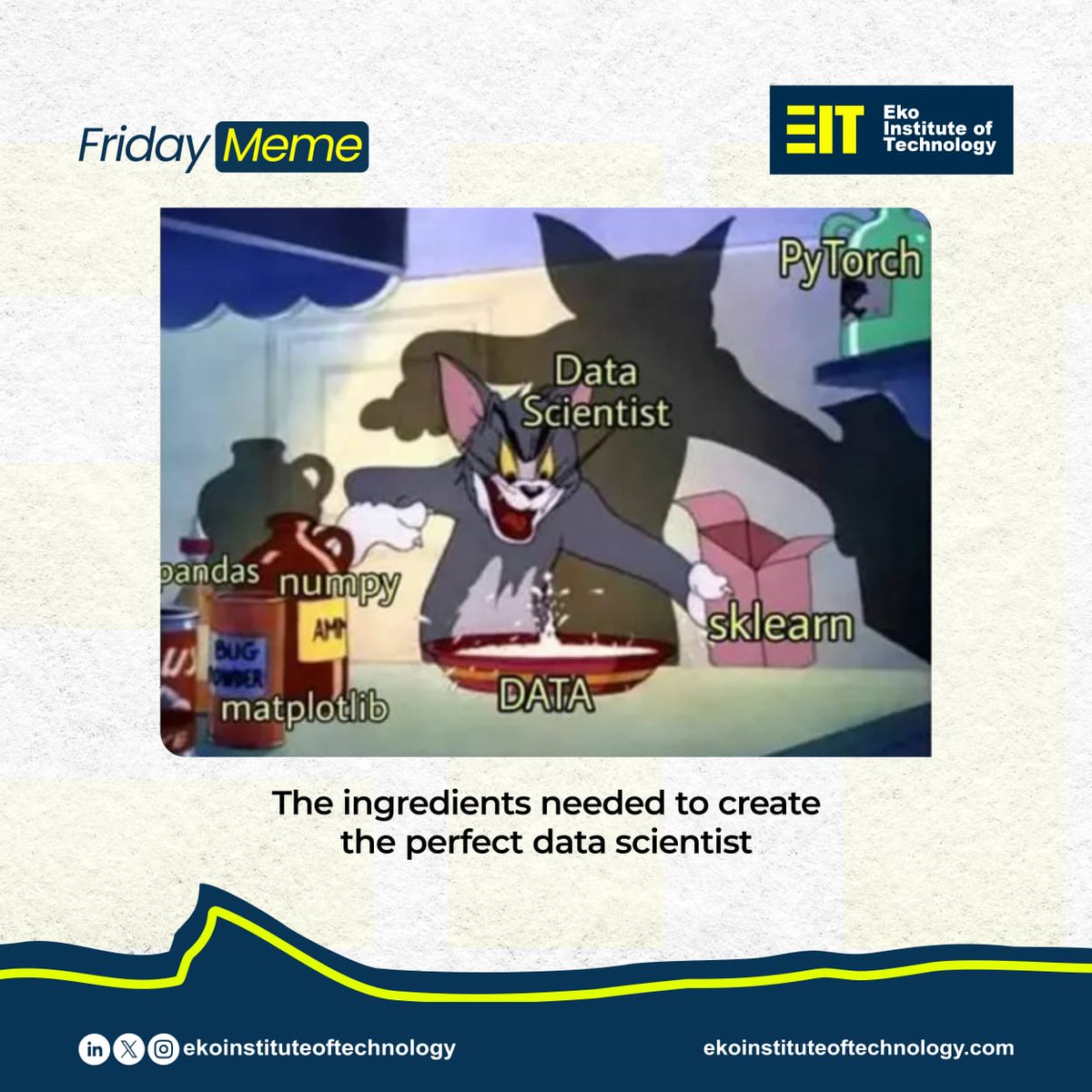 Ekoinstitute's tweet photo. TGIF!!
Pictorial demonstration of how we are building future data analysts at EIT
Something is definitely cooking 👨‍🍳😉

#TGIF #eit #techschool #futureintech https://t.co/KOIwh2f7iV